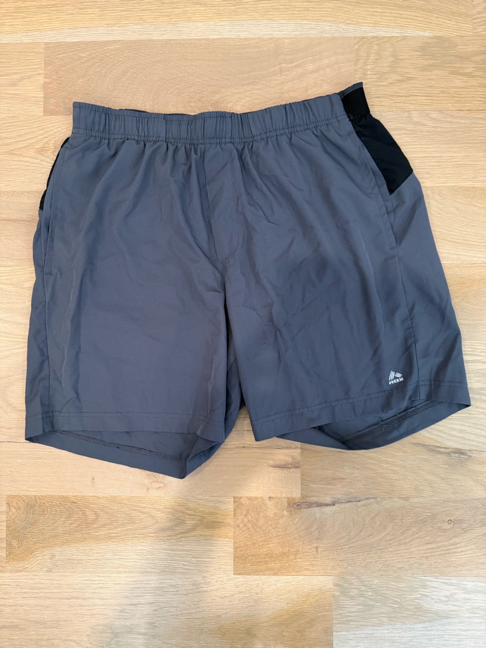 RBX Men's Gray Athletic Shorts with Black Accents